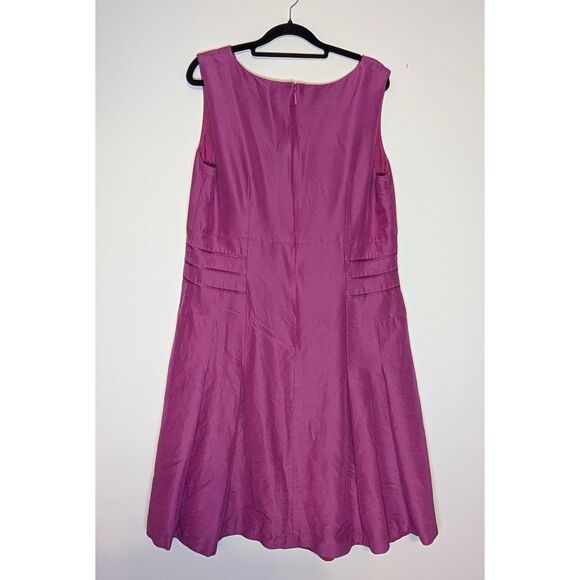 Anne Klein New York Cotton Silk Dress 14 Pink Magenta Fit and Flare Luxury - Picture 3 of 8